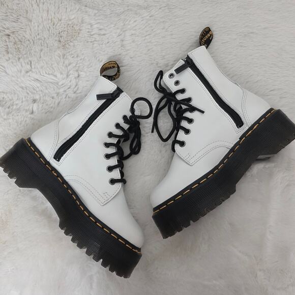 DR. MARTENS Jadon White Patent Leather Chunky Platform Boots Quad Retro US 5 - Picture 7 of 11